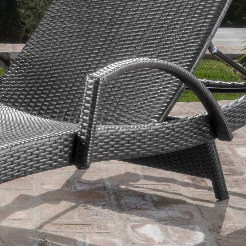 Pacific Outdoor 3-piece Wicker Armed Chaise Lounge Set by Christopher Knight Home