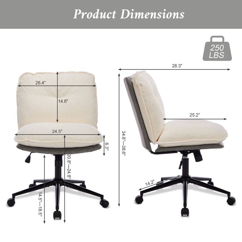 Oversize Seat Cirss Cross Chair with Wheels, Elegant Design Computer Chair, Adjustable Height 360° Rolling Swivel Chair