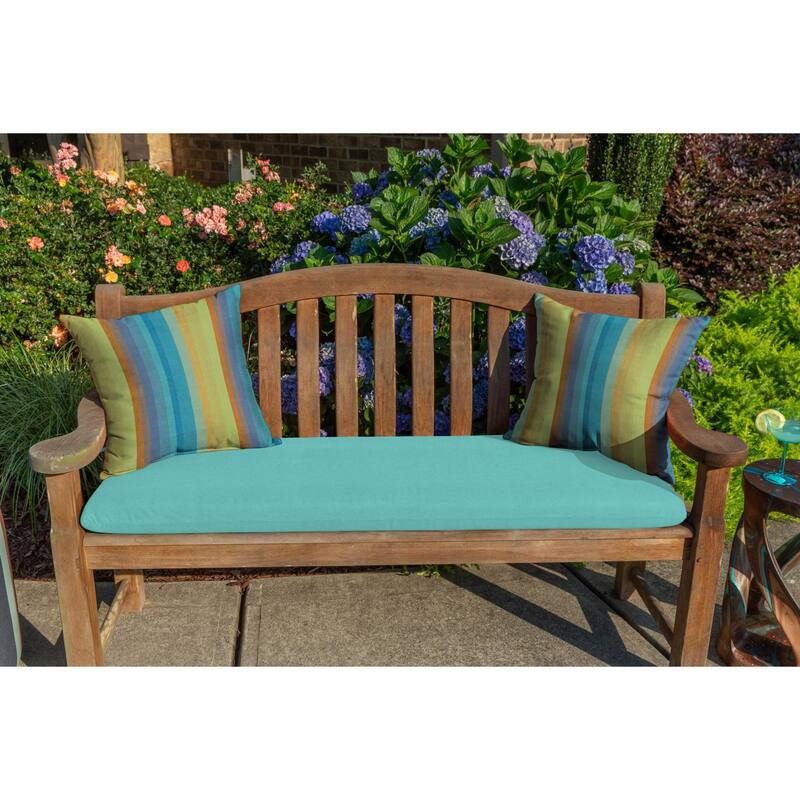 Sunbrella Stripe Fabric 1-Piece Indoor/Outdoor Square Throw Pillow, 18"W x 18"L, Astoria Lagoon