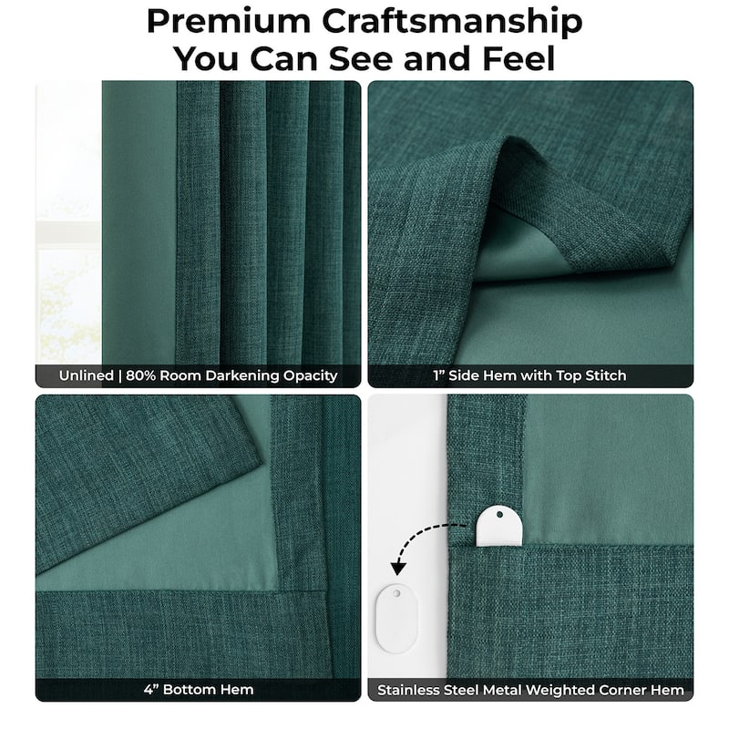 Exclusive Fabrics Textured Faux Linen Extra Wide Curtains Rod Pocket Single Panel (1 Panel)