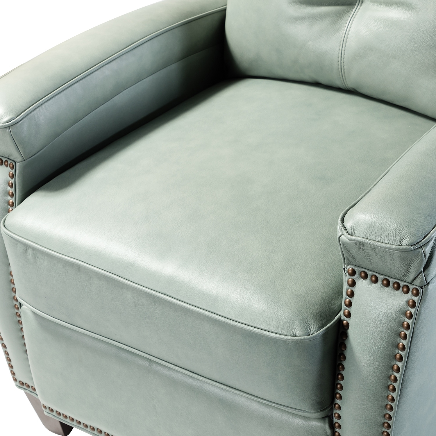 Trent gray chenille clearance recliner with nailhead trim