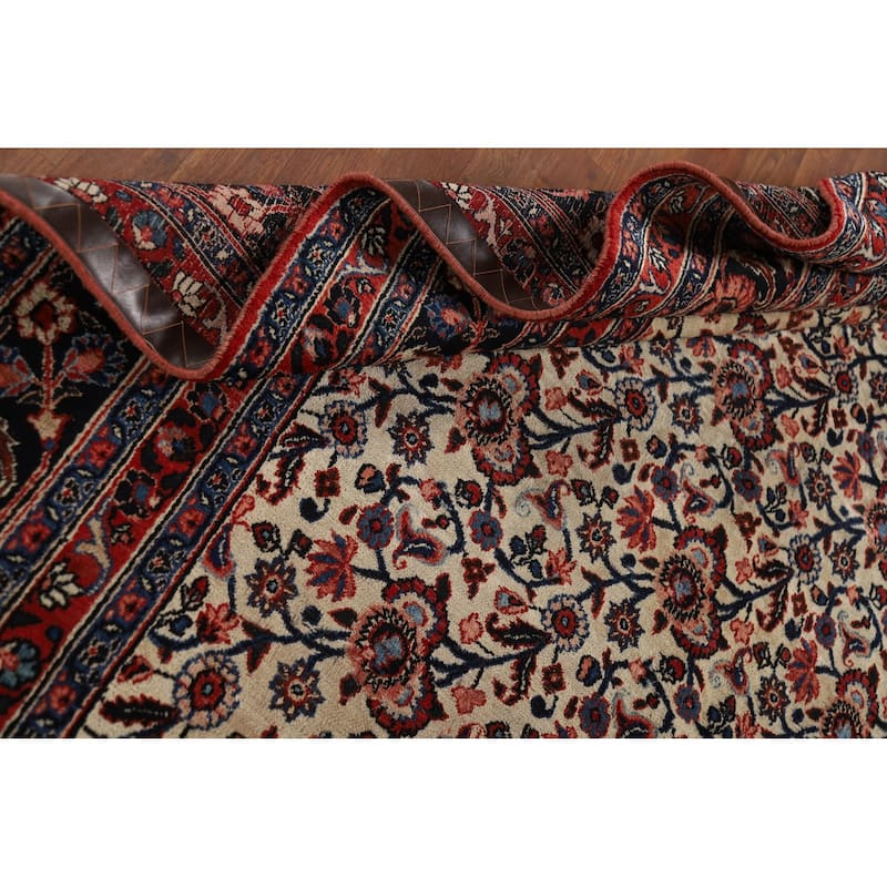 Vegetable Dye Floral Mashad Antique Persian Wool Carpet - 6'7" x 10'2"