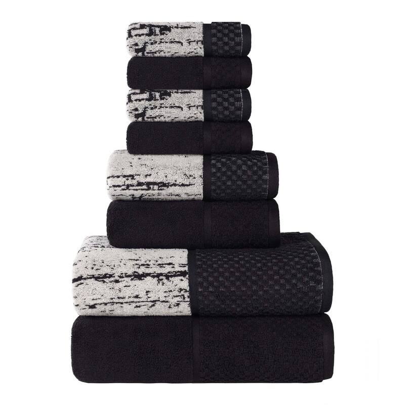 Superior Lodie Cotton Jacquard Solid and Two-Toned 8 Piece Towel Set
