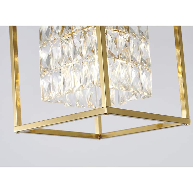 4-Light Antique Brass Cage Chandelier With Clear Crystals