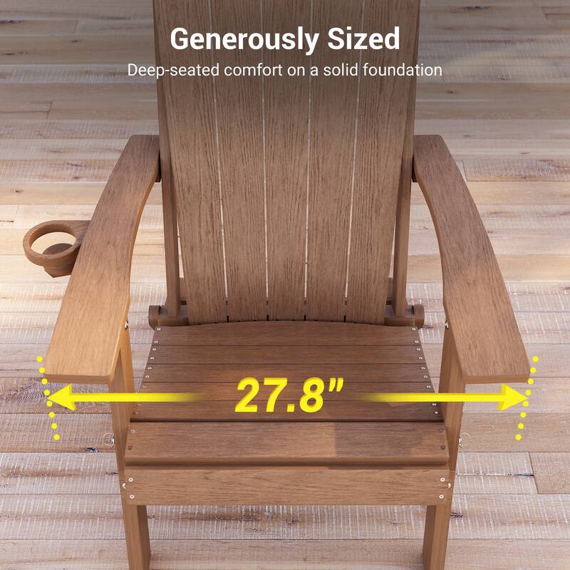 Foldable HDPE Adirondack Chair All-Weather W/ Cup Holder