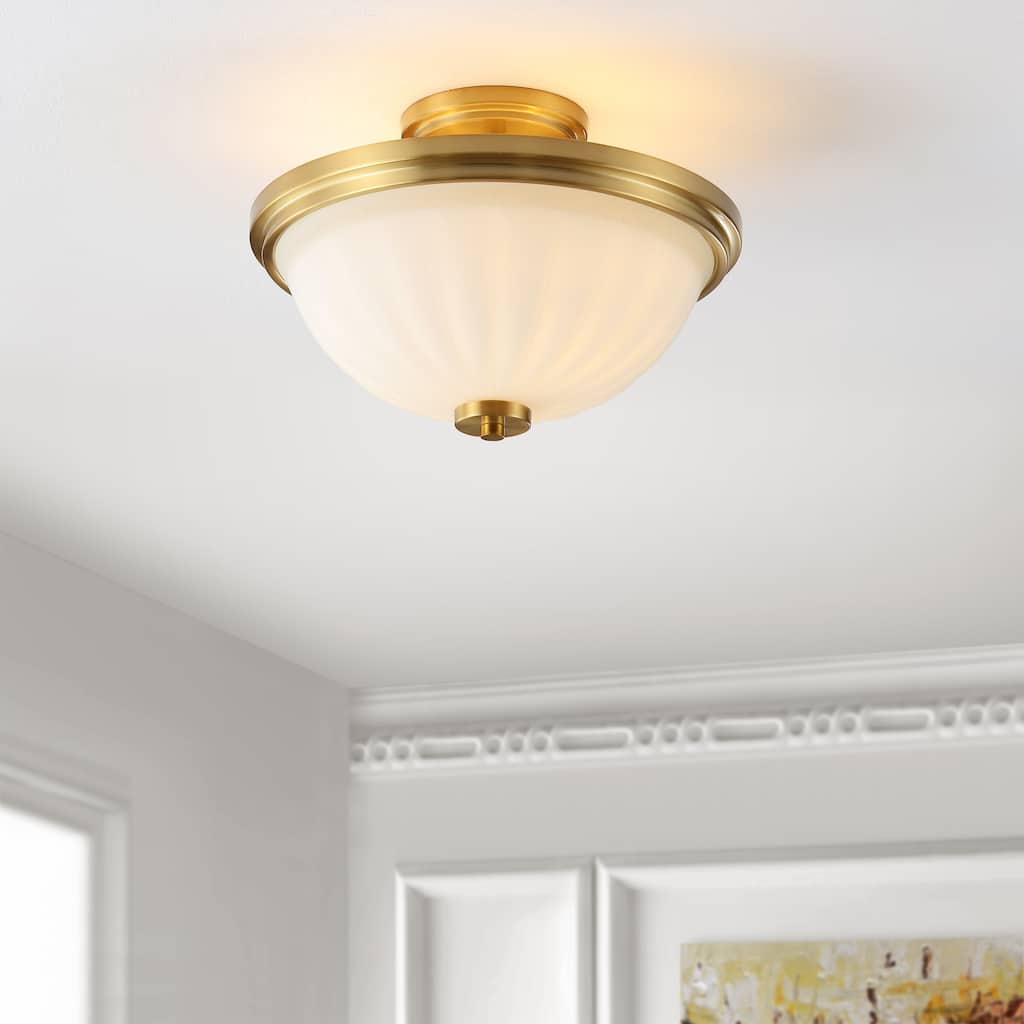 SAFAVIEH Lighting Heledd Flush Mount - 13" W x 13" D x 9" H - Gold Base - 13Wx13Dx9H
