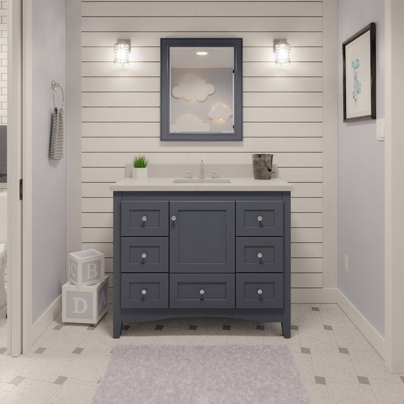 KitchenBathCollection Abbey 42" Bathroom Vanity with Quartz Top