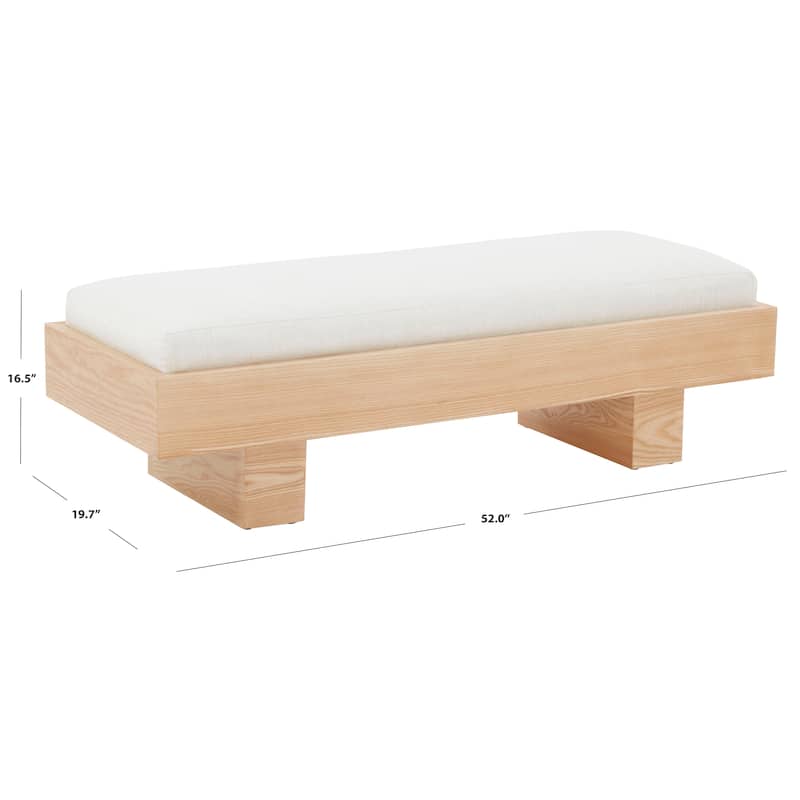 SAFAVIEH Couture Ferah White Wood Bench - 52" W x 20" D x 17" H - 52Wx20Dx17H