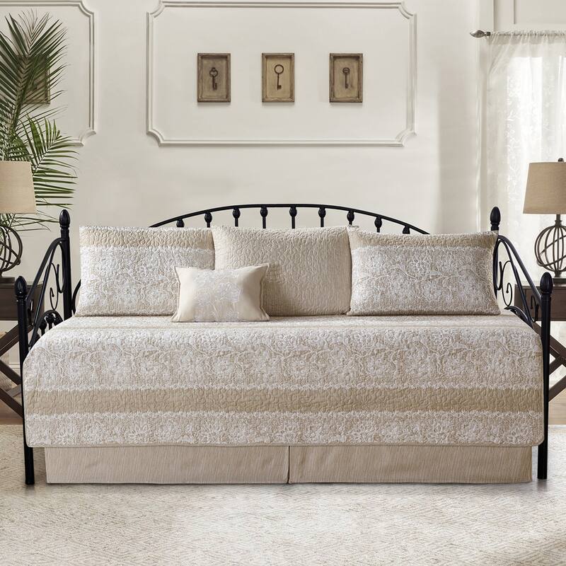 Serenta 6 Piece Cotton Blend Daybed Bedspread Coverlet Set - 75" x 39" - Emma - Taupe