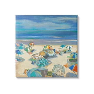 Stupell Beach Umbrellas on Shore Canvas Wall Art Design by Liz Jardine ...
