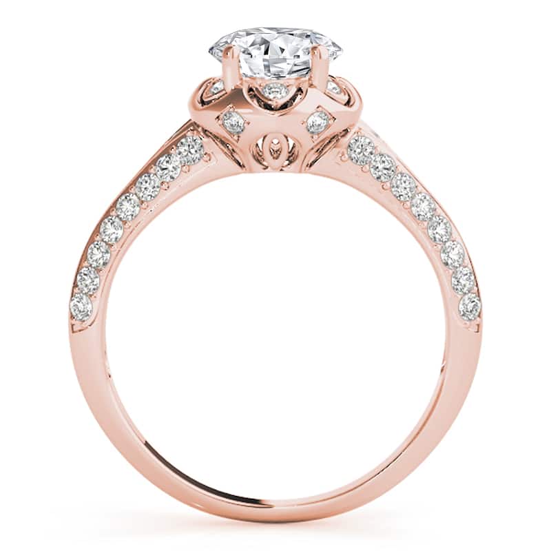 Auriya 14k Rose Gold Lab Grown Round Diamond Halo Engagement Ring 0.50 to 5.00 ct. tw. (F-G VS)