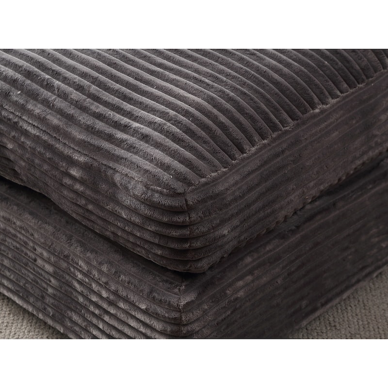 Corduroy Convertible Chair Bed with Removable Back Cushions (350lb)