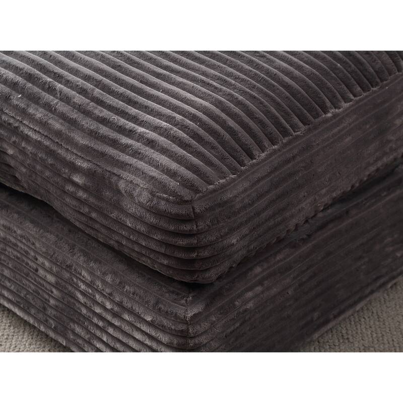 Corduroy Upholstered Lounge Chair with Storage Ottoman, Modern Leisure Sofa Chair, Chaise Reading Chair for Living Room, Bedroom