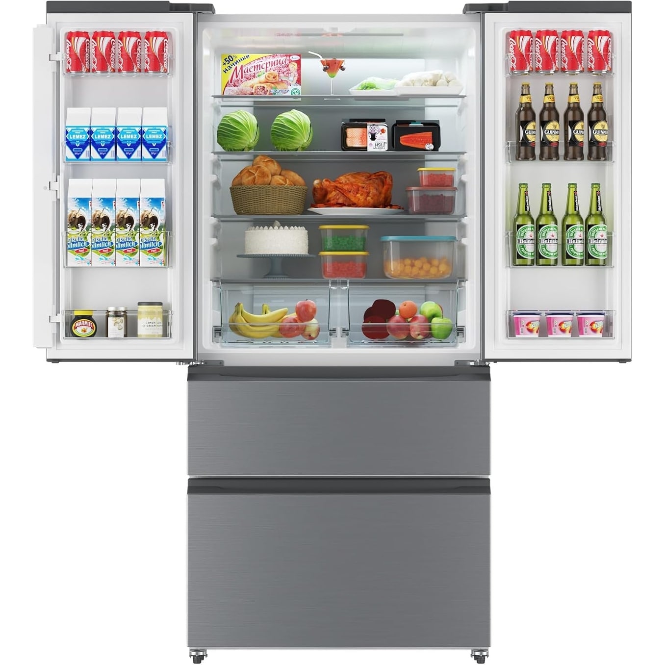 Commercial Ice Maker 90Lbs/24H, Stainless Steel Ice Machine with 33Lbs Bin, Self Cleaning