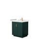 preview thumbnail 68 of 168, Miranda Single Vanity Set, Cultured Marble Top, No Mirror 30-Inch Single - Green, Gold Trim, White Cultured Marble Top