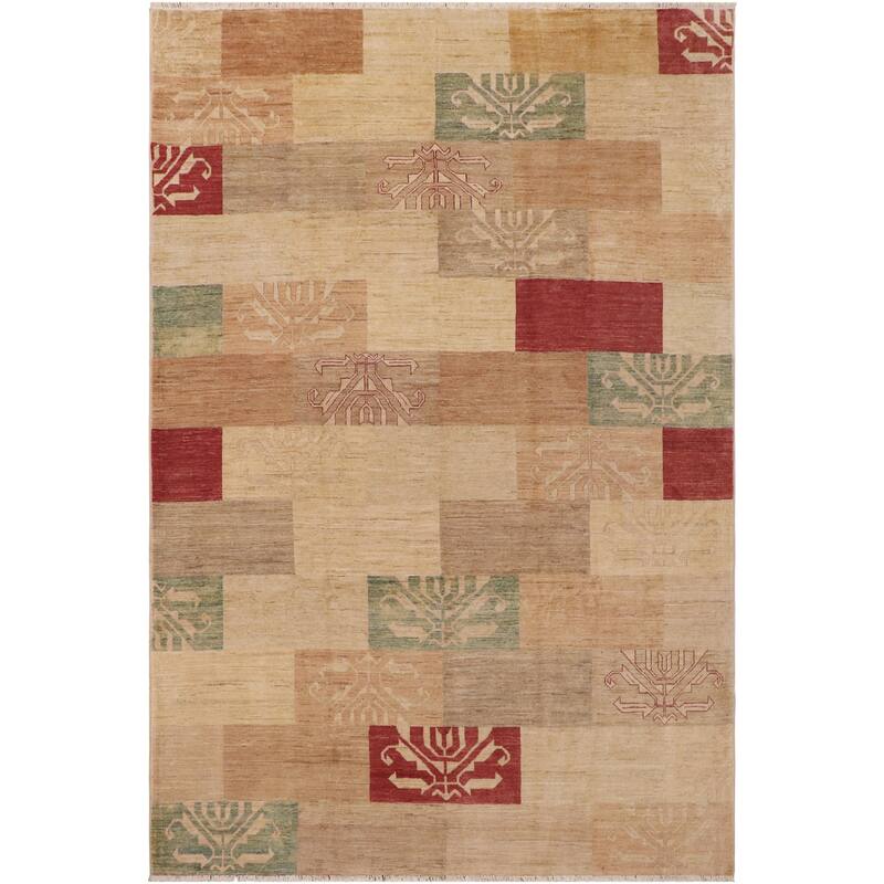 Rustic Bohemian Ri Gabbeh Hand Knotted Wool Area Rug - 9'0'' x 11'4''