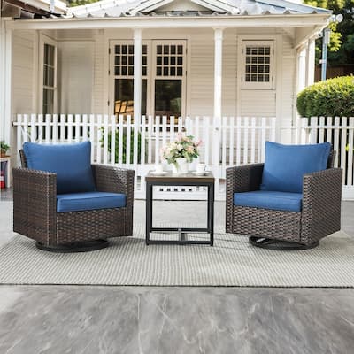 Gymojoy 3 Pieces Outdoor Wicker Swivel Rocker Patio Set