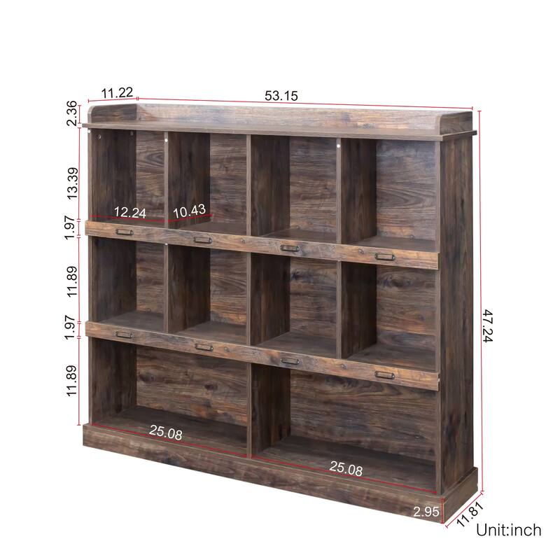 GDF Studio - Oxon Modern 10-Shelf Bookcase with Cubby Storage