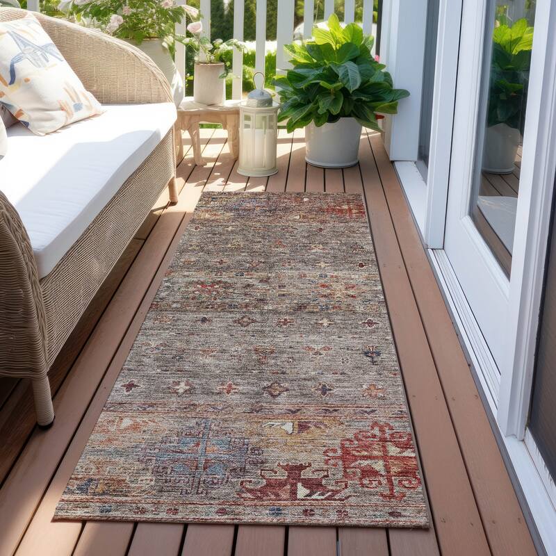 Machine Washable Indoor/ Outdoor Boho Moroccan Chantille Rug