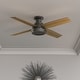 preview thumbnail 25 of 28, Hunter Fan Dempsey Collection 52-inch Low Profile Brushed Nickel Ceiling Fan with 4 Black/Chocolate Oak Reversible Blades