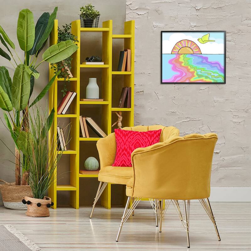 Stupell Swirling Rainbow Sea Reflection Framed Giclee Art Design By Katie Conley