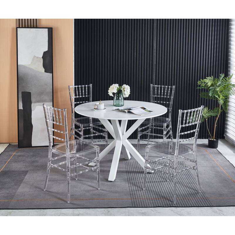 Modern 2 Piece Plastic Transparent Kitchen Dining Chair with Backrest for Dining Room Kitchen Living Room Bedroom