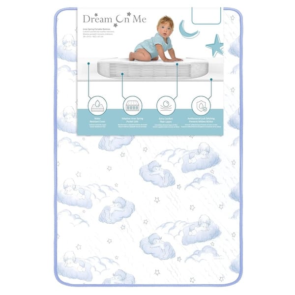 slide 2 of 5, Dream On Me 2-in-1 Breathable Pocket Coils Inner Spring Portable Crib Mattress White