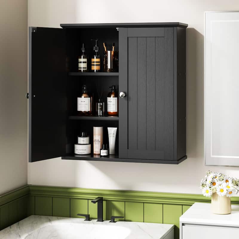 Futzca Bathroom Cabinet Wall Mounted, Storage Cabinet with Doors and Shelves - Black - Modern