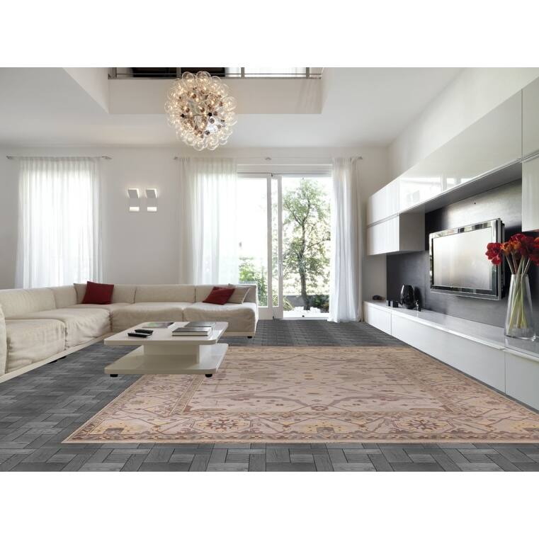 Earth Tone Oushak Indian Large Area Rug Hand-Knotted Wool Carpet - 12'2"x 14'6"