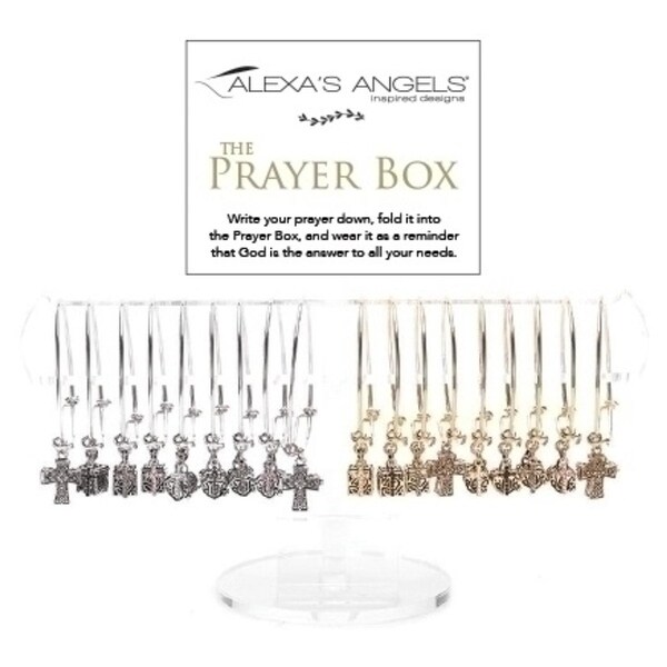 Club Pack of 36 Prayer Box Bangle Bracelets with Display 3” - N/A