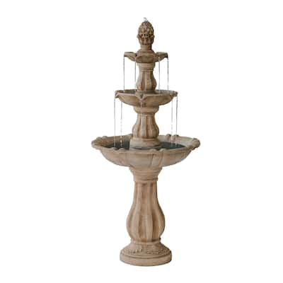 XBrand 51"H Fiber Resin Beige 3-Tier Freestanding Waterfall Fountain