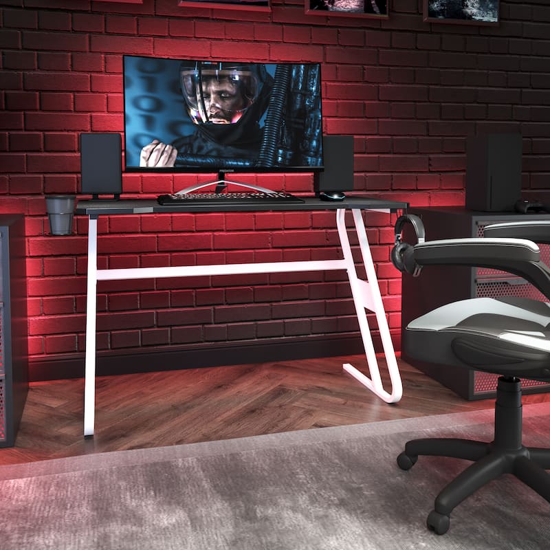 Professional Gaming Ergonomic Desk with Cup Holder and Headphone Hook
