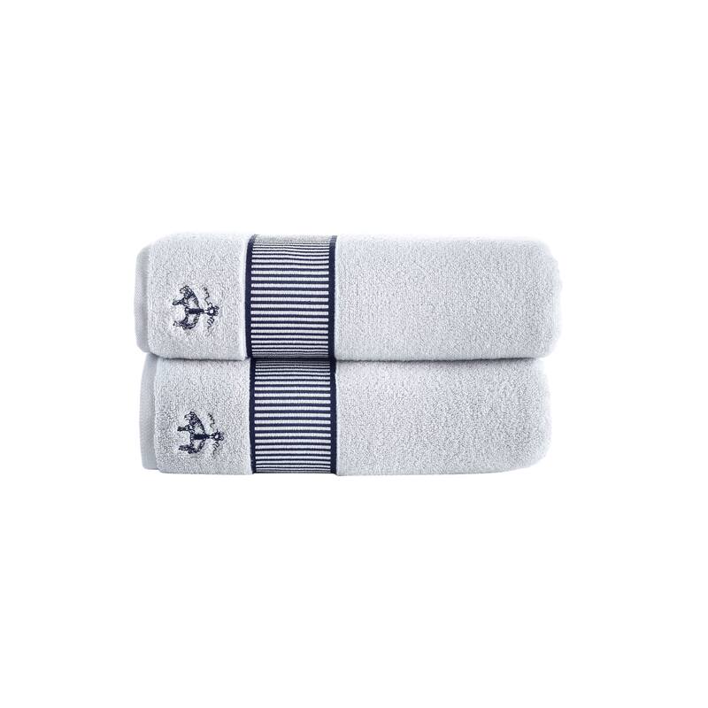 Brooks Brothers Fancy Border 2 pcs Bath Towels - Silver