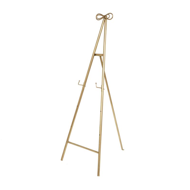 Metal Adjustable 3 Tier Easel with Bow Top - Gold - Roche River Decor