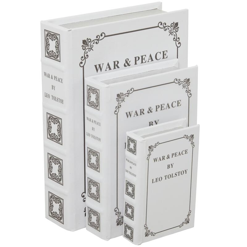 Burlap Leather Canvas Book Box Various Designs (Set of 3)