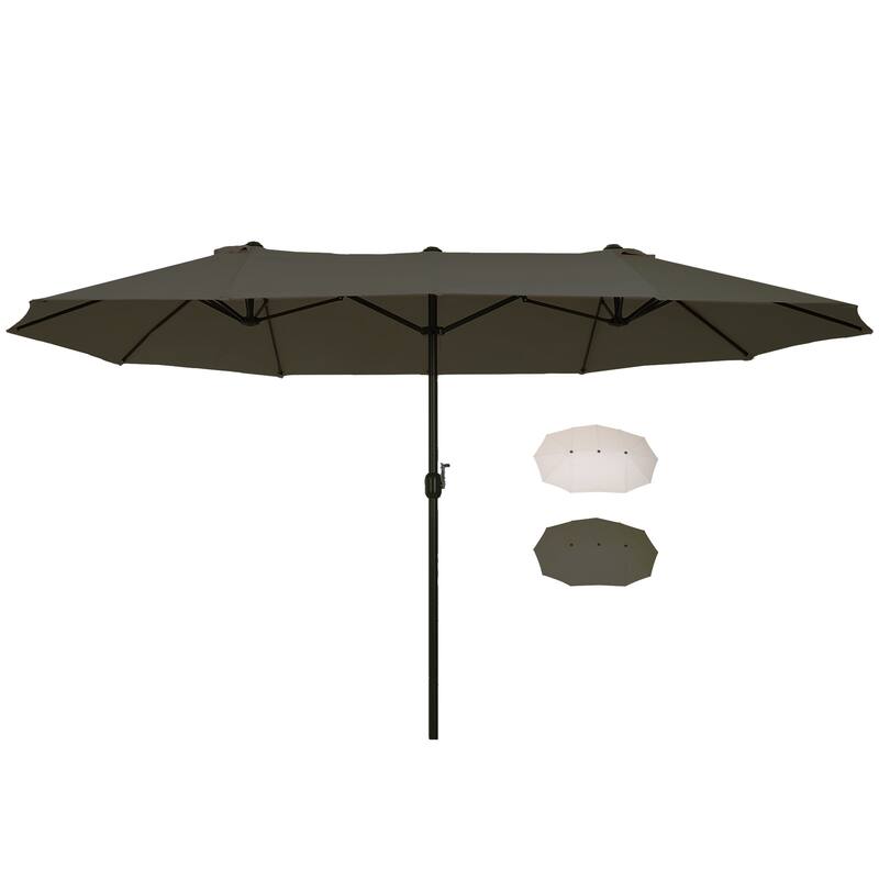 Outsunny 15-foot Steel Rectangular Double Sided Market Umbrella