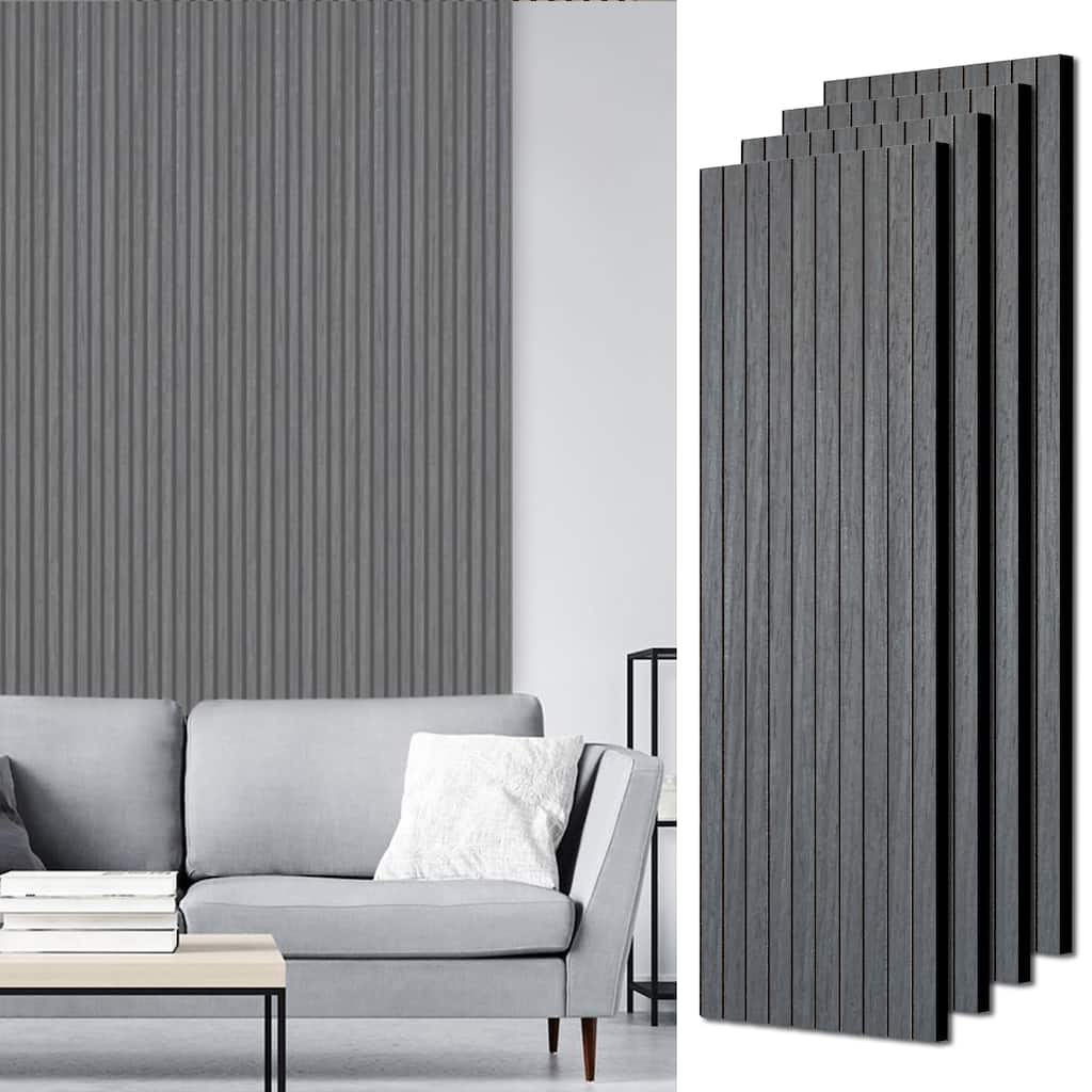 47" * 23" 3D Wood Slat Acoustic Wall Panels for Wall and Ceiling Decor, 4 Pcs - 47.24 inches D × 23.62 inches W × 0.82 inches H