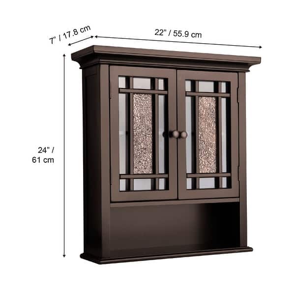 Teamson Home Windsor Wall Cabinet with Glass Mosaic Doors, Espresso - 7"L x 22"W x 24"H