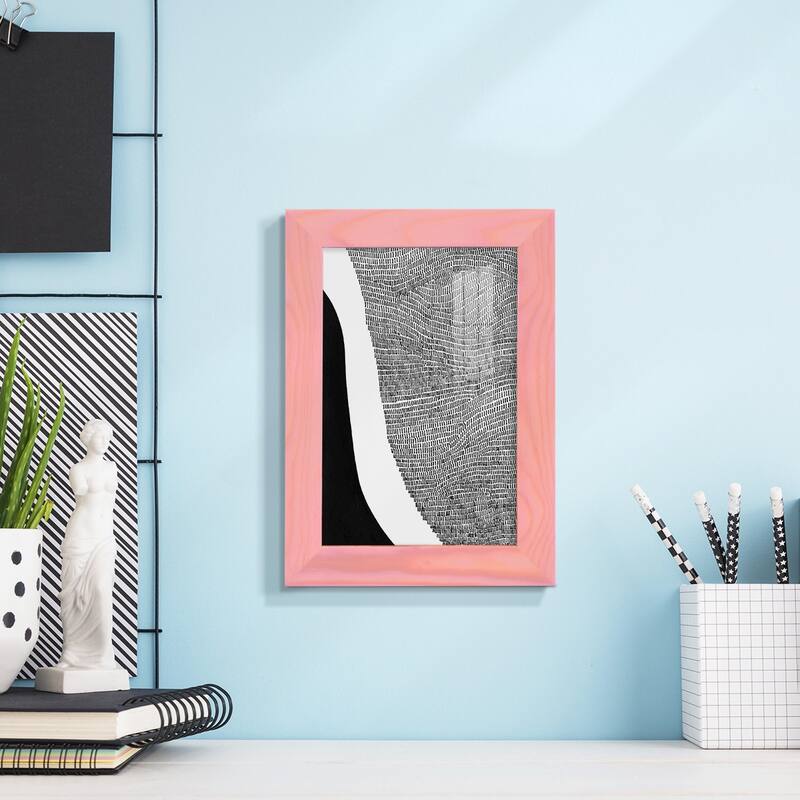 Black & White Abstract I -Framed Print w/glass-Cherry Red
