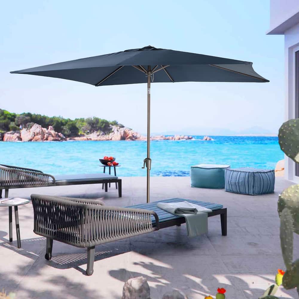 10' x 6.5' Patio Rectangular Market Umbrella with Crank and Tilt