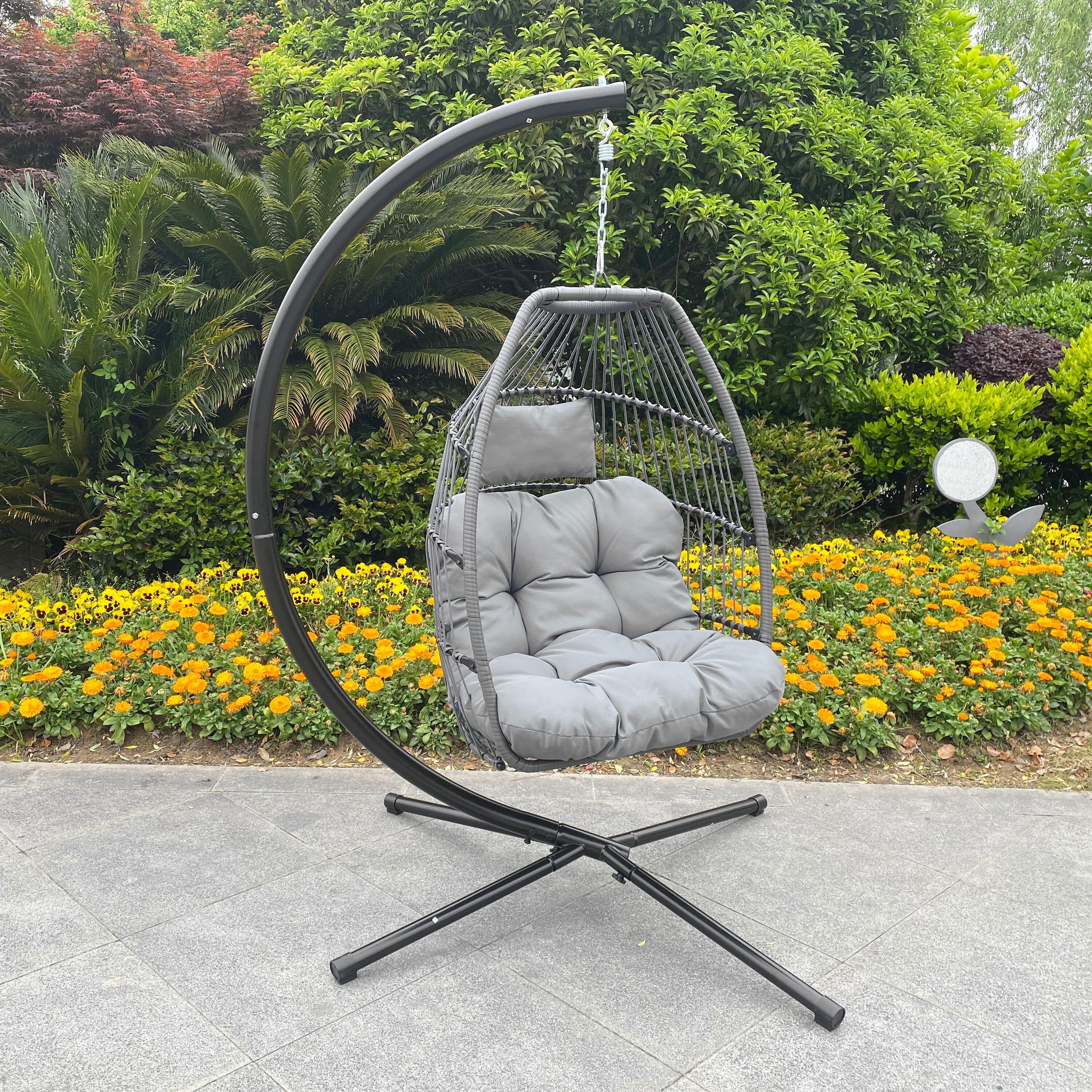 Lazy Hanging Chair Folding Hammock Egg Chair Gray Swing Accent Chair Bed Bath Beyond 39888061