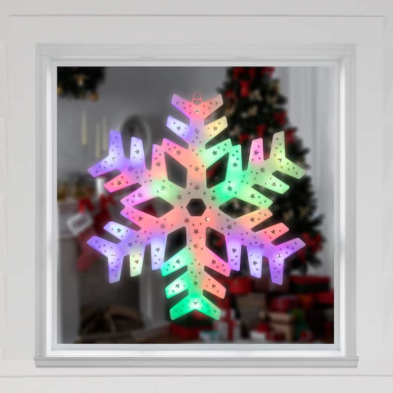 LED Color Changing Christmas Snowflake Window Decoration - 15"