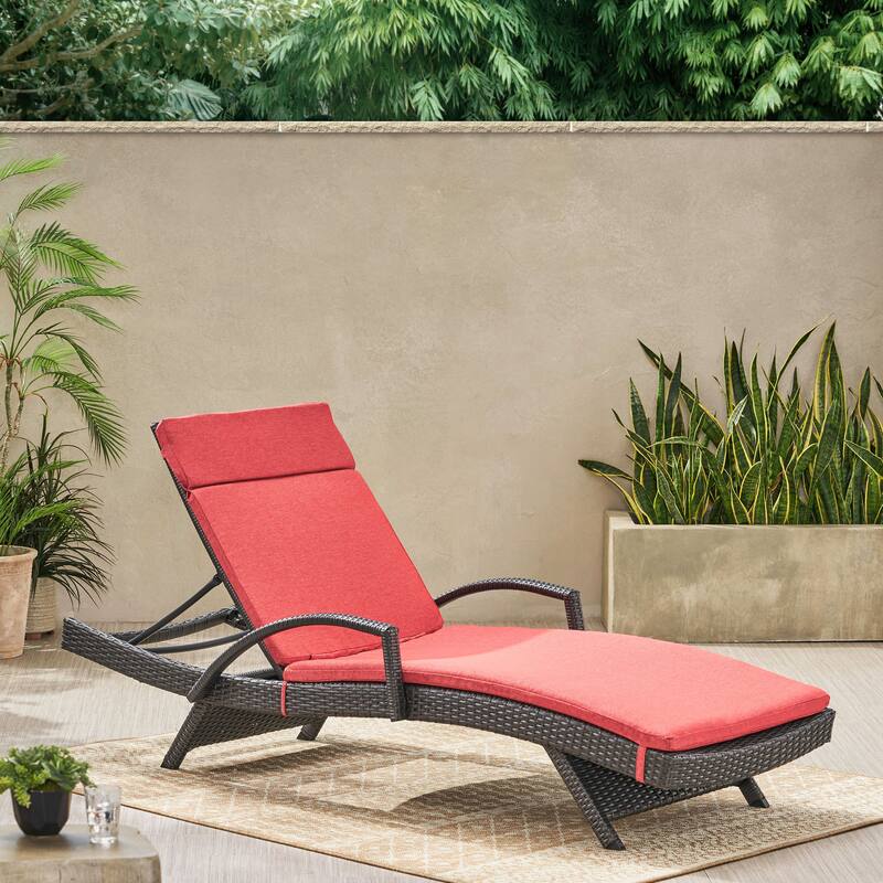 Salem Outdoor Chaise Lounge Cushion by Christopher Knight Home - Red