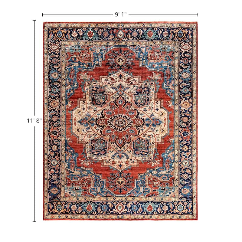 Serapi One-of-a-Kind Hand-Knotted Area Rug - Red, 9' 1" x 11' 8" - 9' 1" x 11' 8"