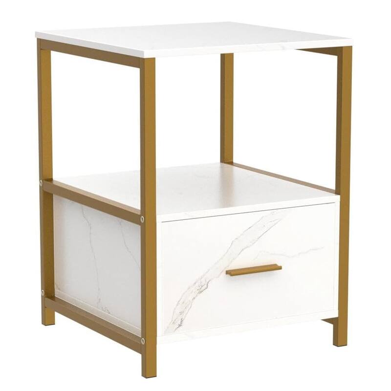 VECELO 1-Drawer Mid Century Modern Nightstand, Square Nightstand/Bedside Table/End Table