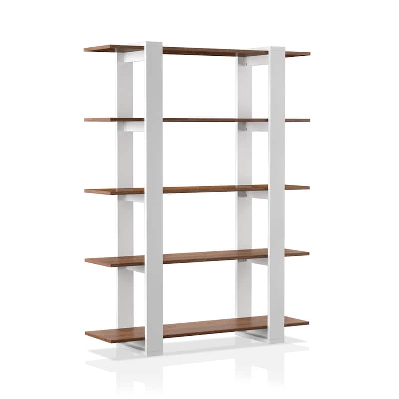 Heon Modern Walnut 5-Tier Display Bookshelf by Furniture of America