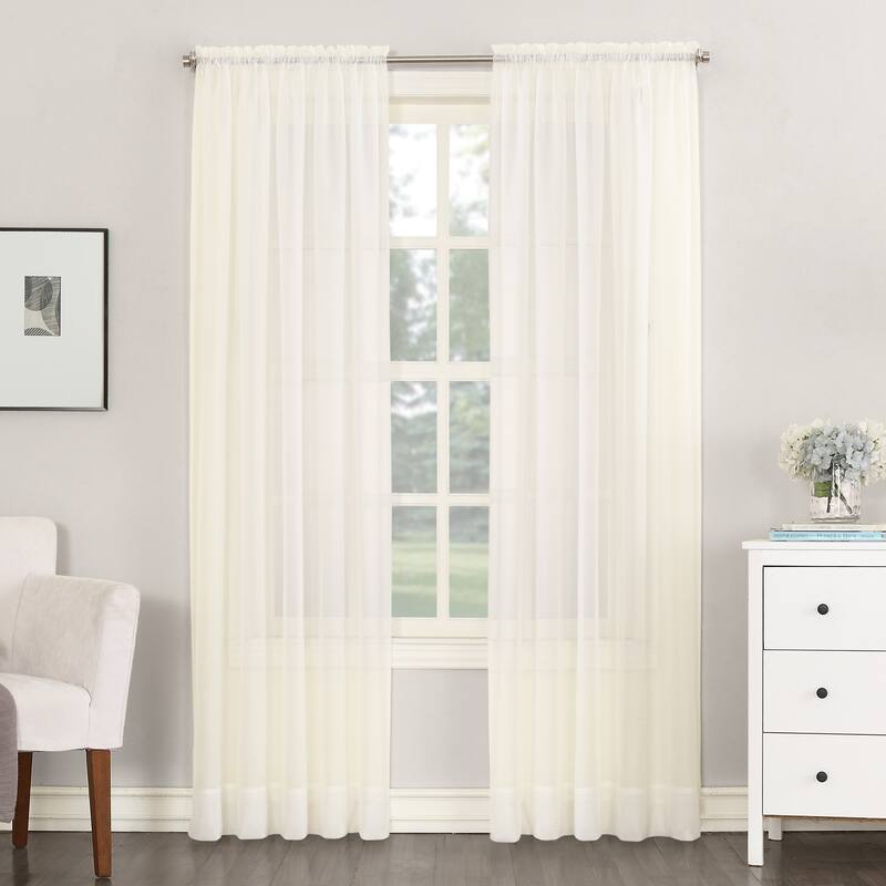 No. 918 Emily Voile Sheer Rod Pocket Curtain Panel, Single Panel - 59x120 - Eggshell