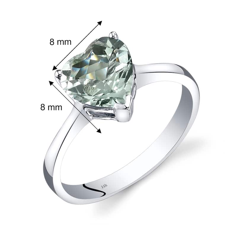14k White Gold 1.5ct Green Amethyst Solitaire Ring