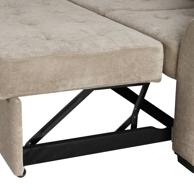 Modular Velvet Pull-out Sleeper Sofa, Living Room Spacious Space L Shaped Corner Sectional Sofa