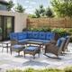 Option Brwon Wicker Blue Cushion